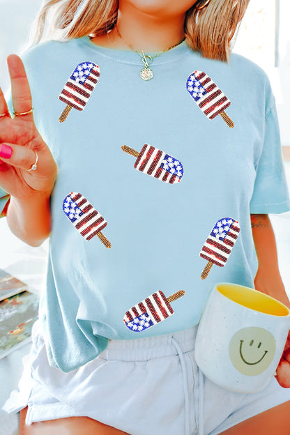 Blue Patriotic Sequin T-Shirt