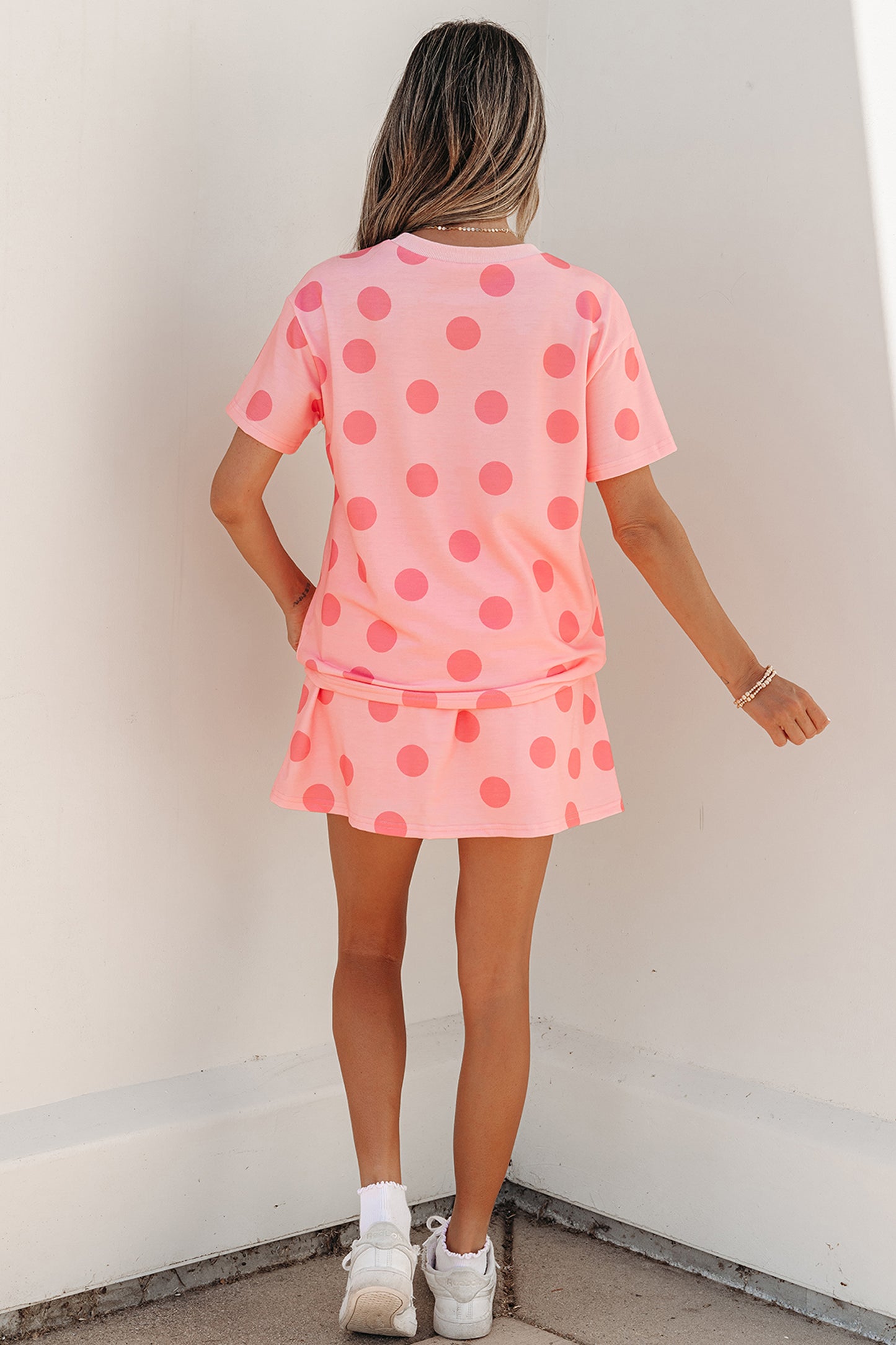 Pink Polka Dot Skort 2pcs Set