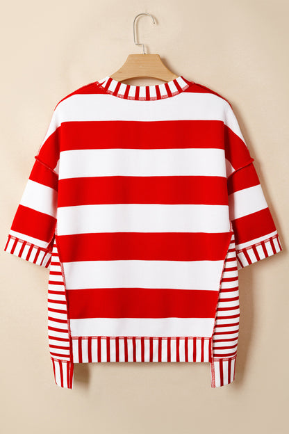 Stripe Sequin Bow Patriotic Top