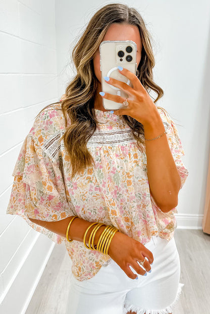 Multicolor Ruffle Sleeves Blouse