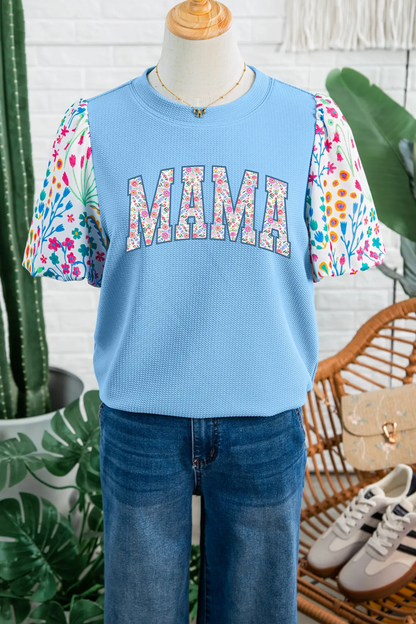 Mama Graphic Textured Knit Top