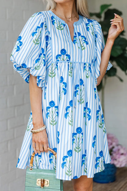 Pink Floral Striped Dress