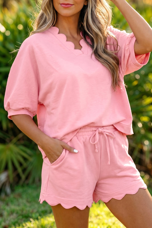 Scalloped Top Short Set