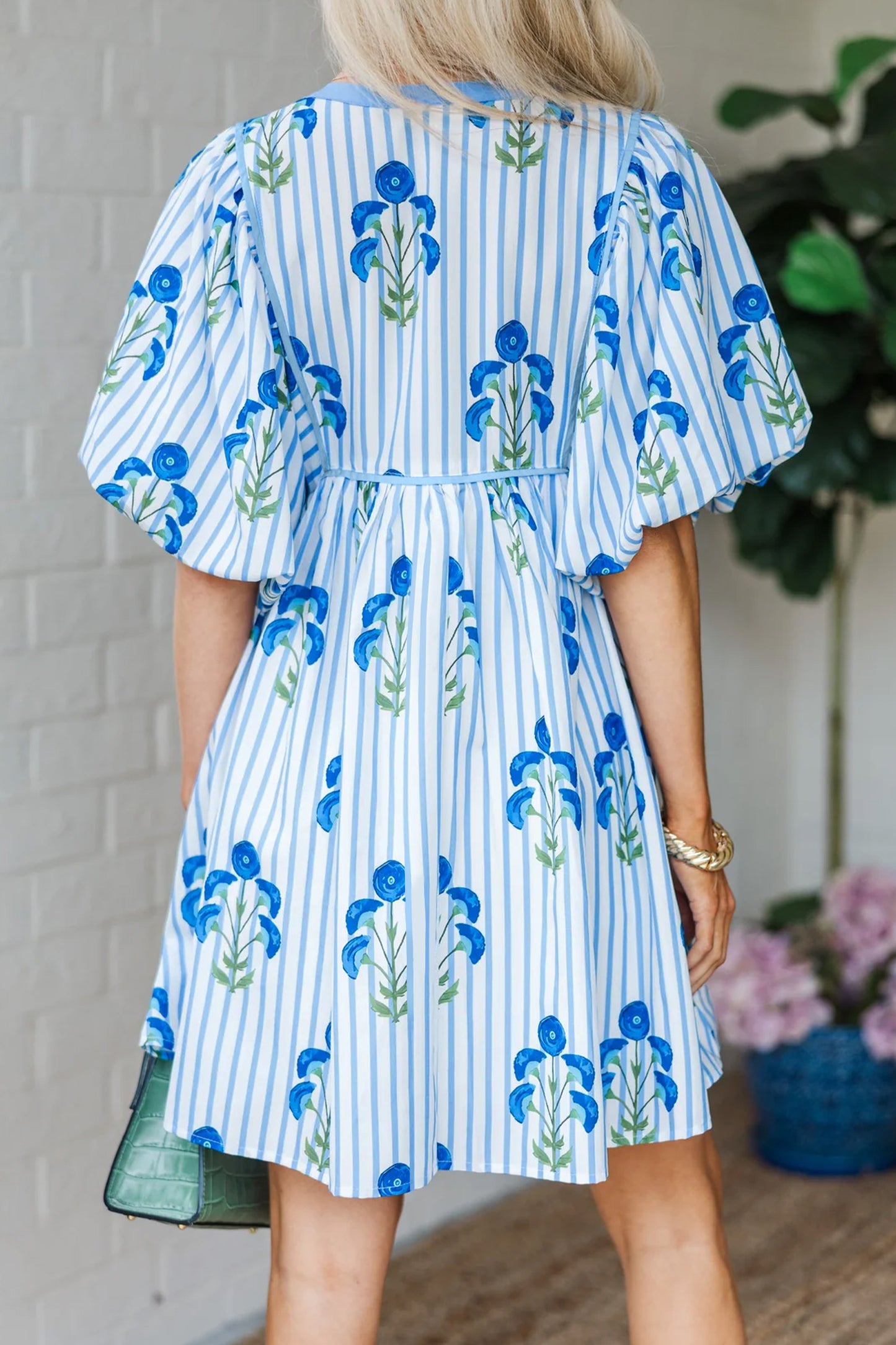 Pink Floral Striped Dress