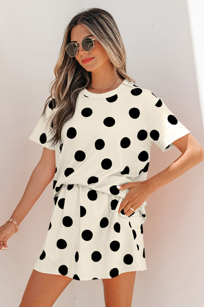 Pink Polka Dot Skort 2pcs Set
