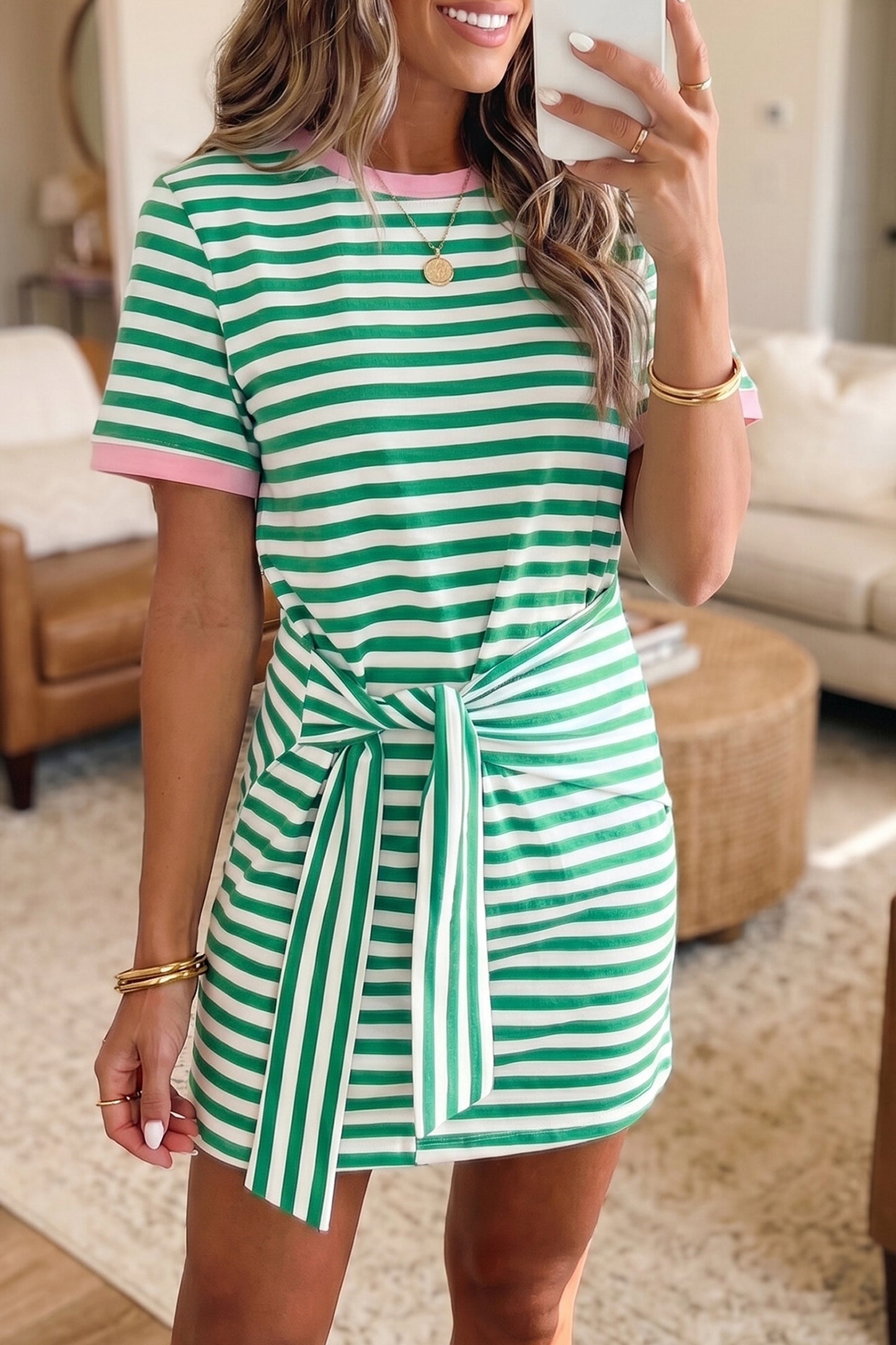 Stripe Nautical Contrast T-Shirt Mini Dress