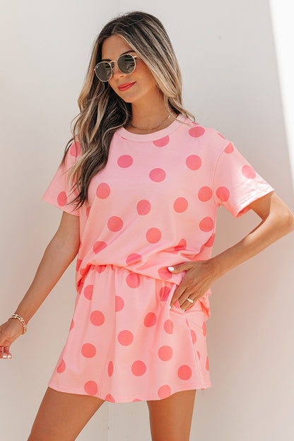 Pink Polka Dot Skort 2pcs Set