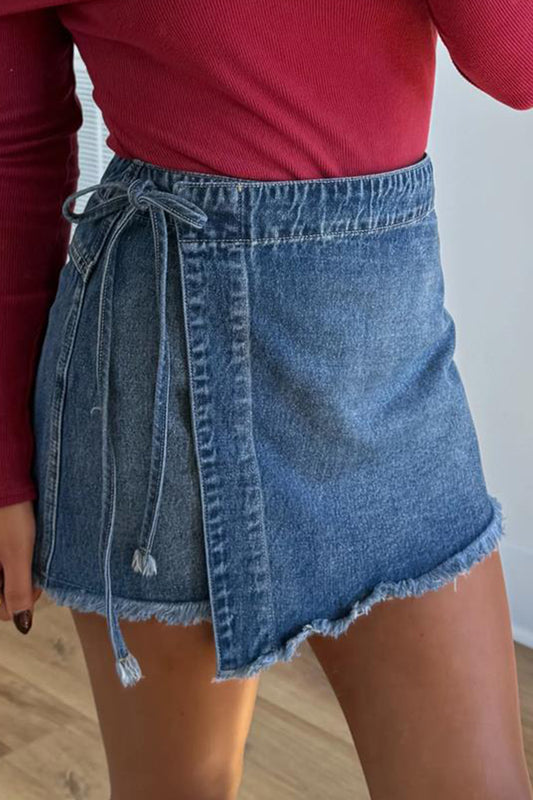 Wrapped Waist Denim Skort