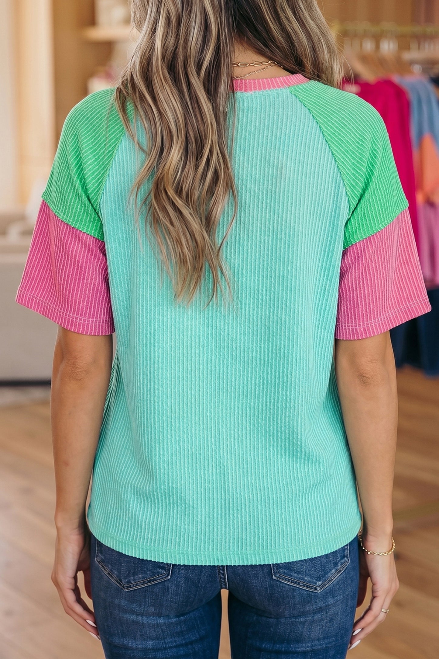 Color Block Ribbed Tee