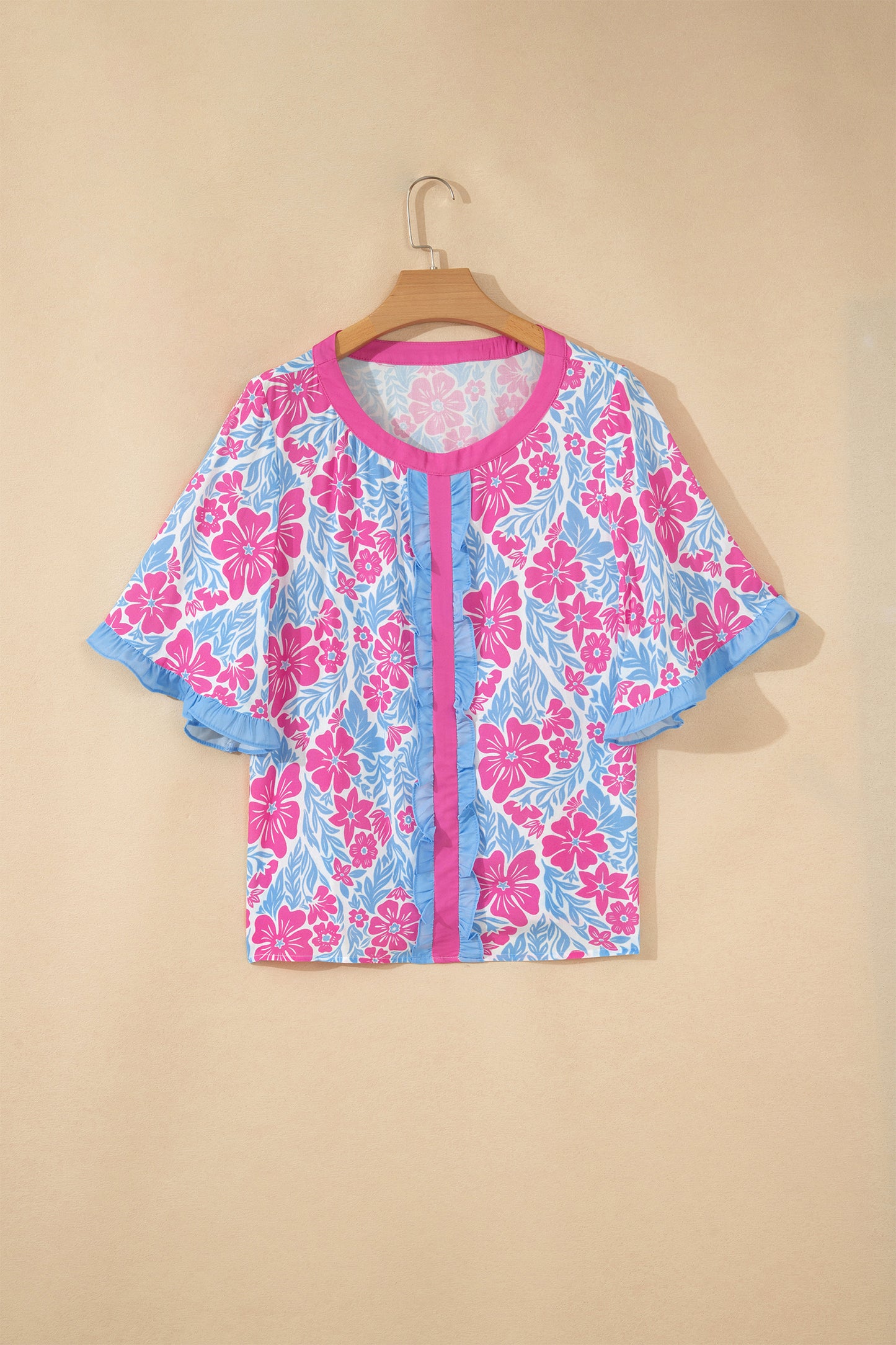 Floral Print Ruffled Sleeve Blouse