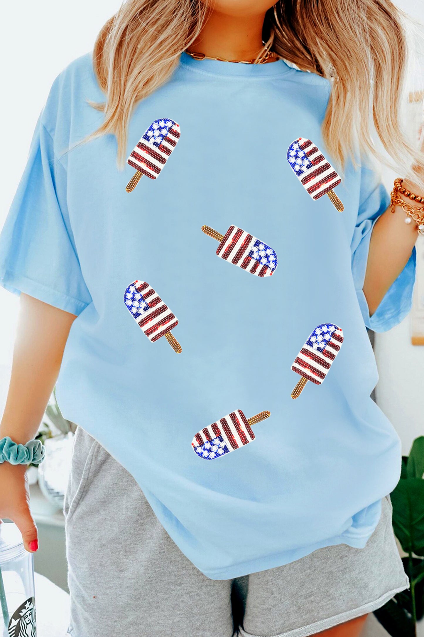 Blue Patriotic Sequin T-Shirt