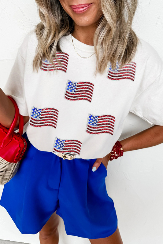 Sequin American Flag T-Shirt
