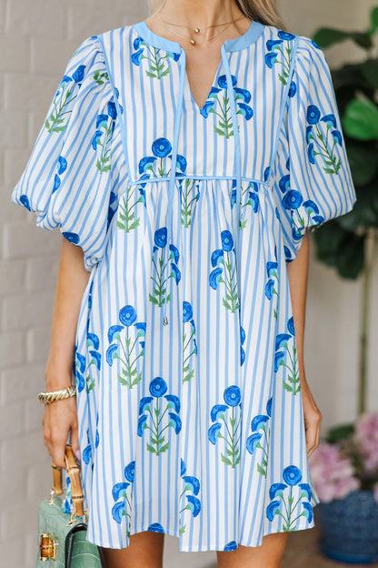 Pink Floral Striped Dress