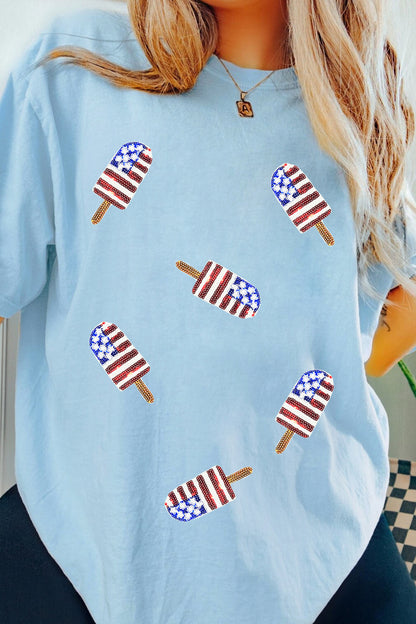 Blue Patriotic Sequin T-Shirt