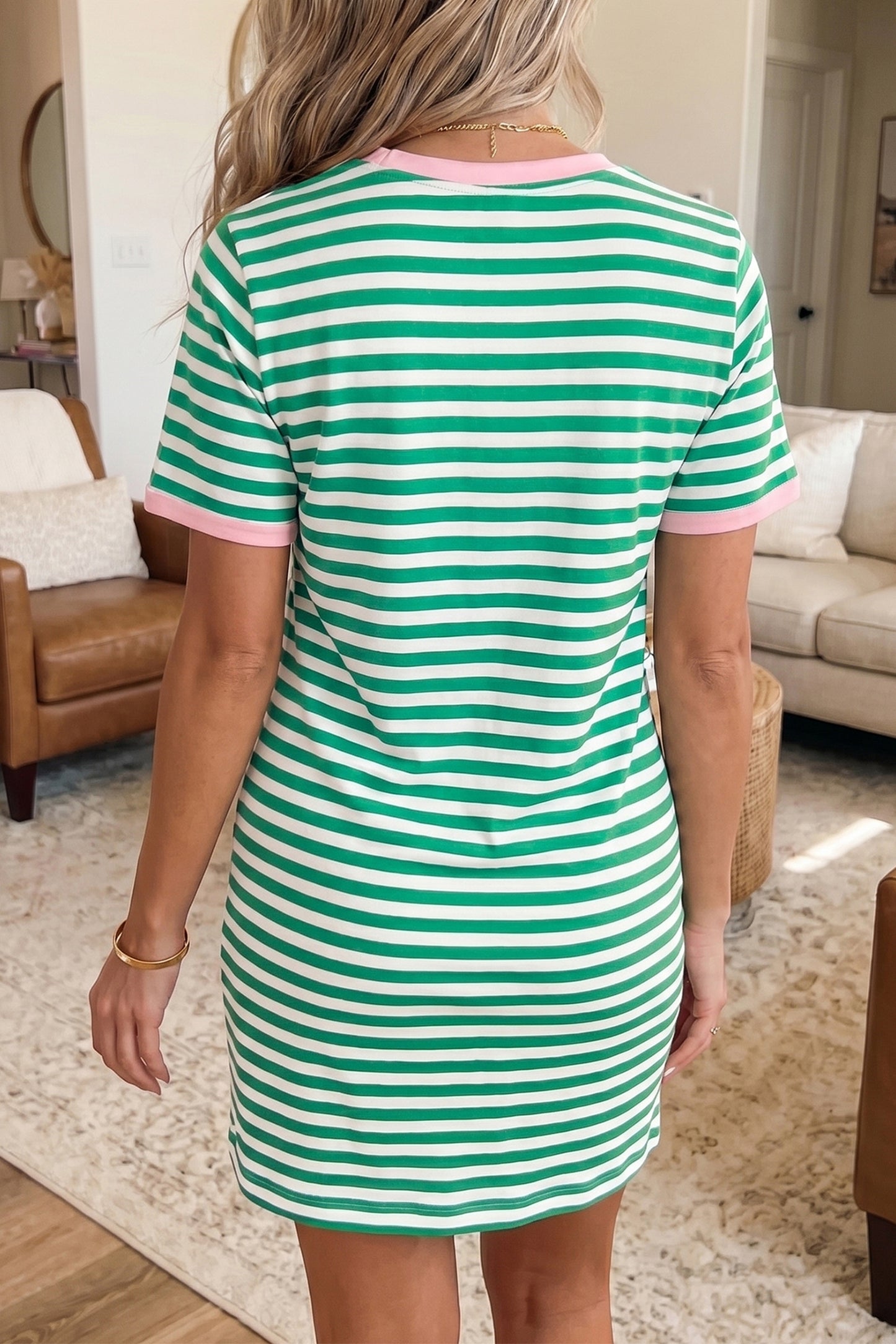 Stripe Nautical Contrast T-Shirt Mini Dress