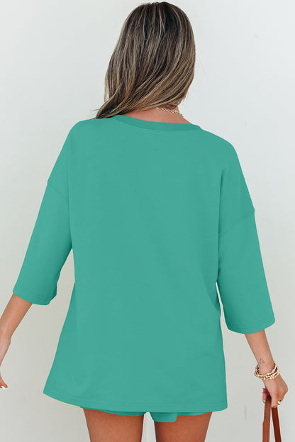 V Neck Half Sleeve Tee and Shorts Set