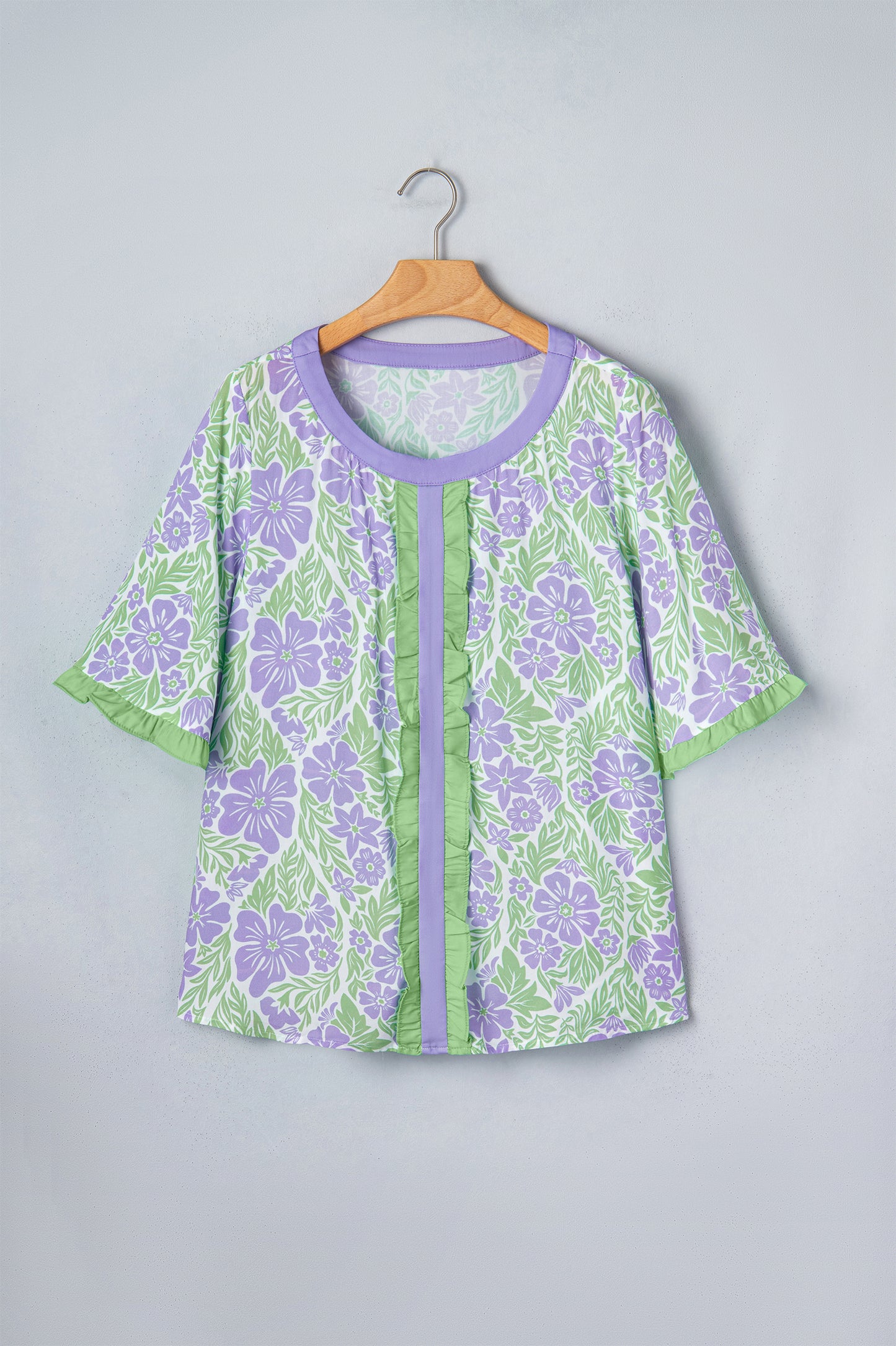 Floral Print Ruffled Sleeve Blouse