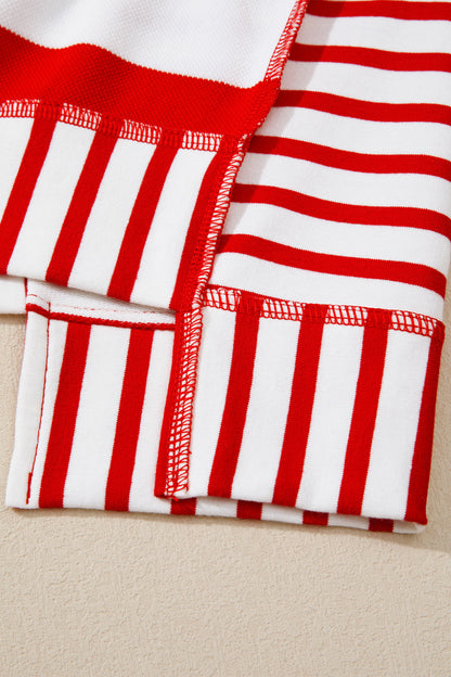 Stripe Sequin Bow Patriotic Top