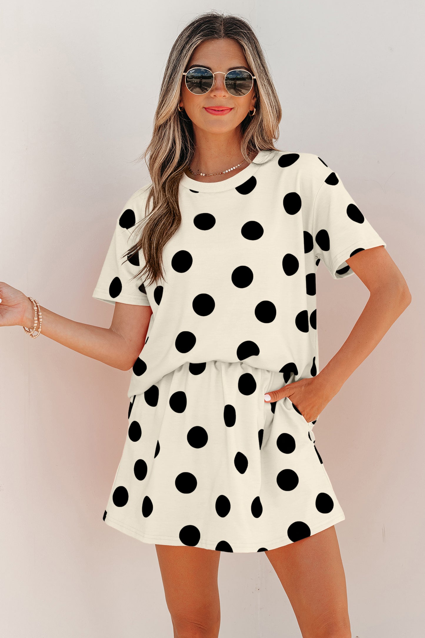 Pink Polka Dot Skort 2pcs Set