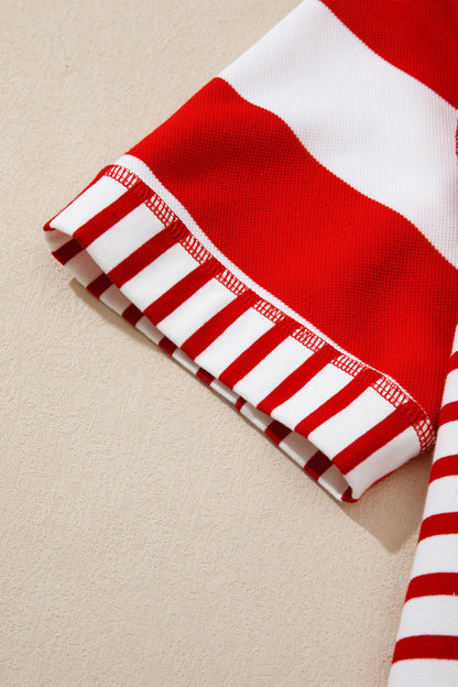 Stripe Sequin Bow Patriotic Top